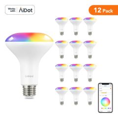 AiDot Linkind BR30 Smart WiFi Flood RGBTW Color Changing Light Bulbs - 12 Pack