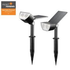 AiDot Linkind RGB Outdoor Solar Landscape Spotlights with 12 LEDs-Daylight-2-PACK