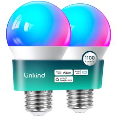 AiDot Linkind Smart Light Bulbs Work with Alexa & Google Home, RGBTW Color Changing Bulbs Music Sync-2 Pack-75W