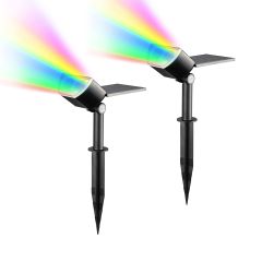 AiDot Linkind RGB Outdoor Solar Landscape Spotlights with 12 LEDs-Multicolor-2-PACK