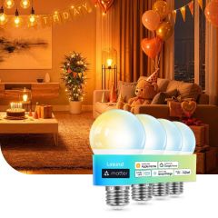Linkind Matter Smart Light Bulb A19 CCT Tunable White 800lm - 4 pack