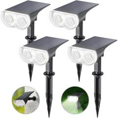 AiDot Linkind StarRay Solar Spotlight Auto On/Off 16 LEDs RGBW Outdoor Solar Landscape Lighting -Daylight-2-PACK