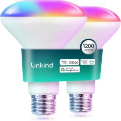 Linkind BR30 Smart Light Bulbs,1200LM Smart Flood Light Bulbs Compatible with AiDot App, Alexa, Google Home, E26 RGBTW Recessed Color Changing Bulbs, 2.4GHz WiFi Only, LED Light Bulbs 14W=85W-2 Pack