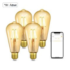 Smart WiFi Vintage Light Bulb ST64 Compatible With Alexa &amp; Google Home-4-PACK