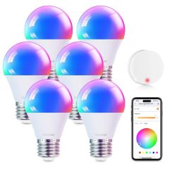 Consciot Smart LED Light Bulbs, Remote-Controlled, Compatible with Alexa & Google Home, 6-Pack