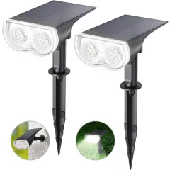 AiDot Linkind StarRay Solar Spotlight Auto On/Off 16 LEDs RGBW Outdoor Solar Landscape Lighting -Daylight-2-PACK
