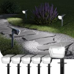 AiDot Linkind 60 LEDs Auto On/Off Solar Spot Lights Outdoor Solar Lights with Waterproof IP65-6 Pack-Daylight