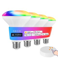 AiDot OREIN Matter Smart BR30 Linght Bulb 4 Pack  + Orein Mini Switch Remote Button Control