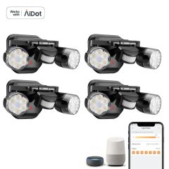 AiDot OREiN Smart WiFi LED Floodlight 450°Wide Adjustment and Security Light for House, Yard, Garage -4 Pack