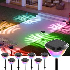 Linkind Smart Solar Pathway Lights SP6C, APP Control Solar Lights Outdoor Waterproof with 5 Swappable Lenses Landscape Lighting, Color Changing Garden Decor for Yard, Patio, Driveway(8 Pack)