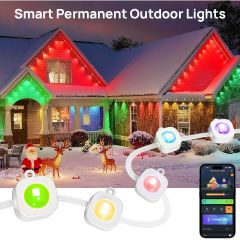 Linkind Permanent Outdoor Lights HP2,100ft Smart AI RGBTW Christmas Lights, 85 Scenes Modes for Daily Holiday Christmas Decorations,IP67 Waterproof, Compatible with Alexa,Google Assistant