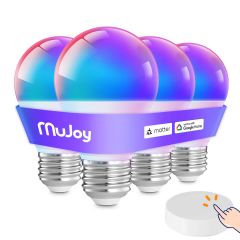 AiDot Mujoy Matter Smart A19 Linght Bulb 4 Pack  + Orein Mini Switch Remote Button Control