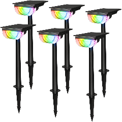 AiDot Consciot Solar Pathway Lights Outdoor for Yard Path Walkway Driveway - 6 Pack-Multicolor