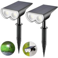 AiDot Linkind Auto On/Off 16 LEDs RGBW Outdoor Solar Landscape Lighting -Daylight-2-PACK