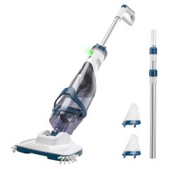 ENHULK Pro Cordless Pool Vacuum - 18.5 GPM Suction, 70min Runtime & 13.4 Wide Head, XL Capacity Handheld Rechargeable Pool Cleaner for Inground/Above Ground Pools with Telescopic Pole (Deepblue)