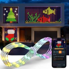 Linkind Christmas Smart Curtain Lights - APP Control, AI Pattern GIF Display, Works with Alexa Google Home, 400 LEDs Color Changing Lights Outdoor Indoor for Bedroom Window Christmas Decor, 5.9×5.5ft