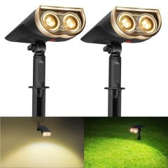 Consciot Solar Spotlights Outdoor, IP67 Waterproof 2-in-1 Solar Spot Lights, Durable Christmas Decorations Lights for Garden Yard Pathway Driveway Porch Walkway, Auto On/Off, 2 Pack(Warm White)