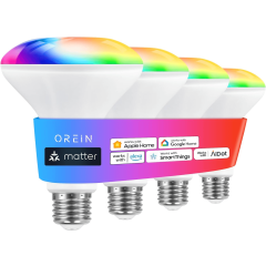 OREiN Matter Smart Light Bulbs, Work with Apple Home, Alexa, Google Home, SmartThings - 4 Packs 