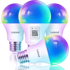 AiDot Linkind Matter Version A19 Smart WiFi RGBW Light Bulb -4 Pack
