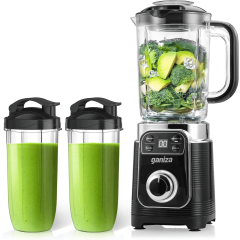 Ganiza Smoothie Blender, 12-Piece Set for Shakes and Smoothies, 43oz Large Blender Cup & 2 x 24oz Portable Cups.