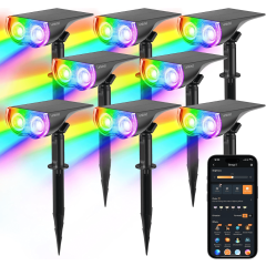 Linkind Smart Solar Spotlight SL5C, Color Changing Landscape Lighting, APP/Voice Control Solar Lights Outdoor, IP67 Waterproof Spot Lights Outdoor for Yard, Garden, Pathway
