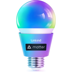 Linkind Matter Smart Light Bulb, Smart Bulbs Work with Alexa/Apple Home/Google Home, Color Changing Light Bulbs Music Sync, Preset Scenes, Mood Lights, 2.4Ghz WiFi Only, A19 E26 60W 1 Pack