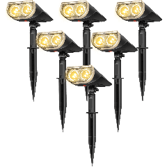 Linkind Outdoor Solar Spot Lights, Waterproof, Christmas Lights, Yard, Landscape and Walkway, Warm White