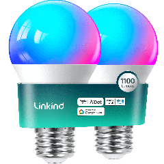 AiDot Linkind Smart Light Bulbs Work with Alexa & Google Home, RGBTW Color Changing Bulbs Music Sync-2 Pack-75W