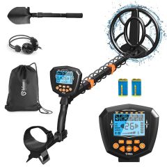 GoGonova Professional Metal Detector for Adults - IP68 Waterproof, LCD Display Gold Detector, 6 Modes & Adjustable Stem - 10
