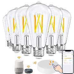 AiDot OREiN Smart Edison Light Bulbs with Smart Button - 6 Packs