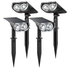 2-in-1 Solar Spot Lights Outdoor with 22 LEDs Auto On/Off-4-PACK- Daylight