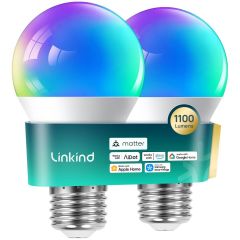 AiDot Linkind Matter Smart RGBTW Bulb LED Color Changing Bulbs Music Sync Work with Alexa/Apple Home/Google Home/SmartThings