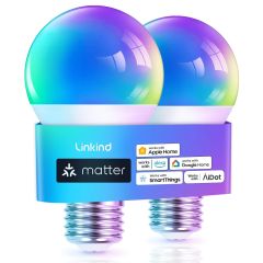AiDot Linkind Matter Version A19 Smart WiFi RGBW Light Bulb -2 Pack