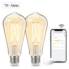 AiDot Linkind Smart ST64 Linght Bulb 2 Pack  + Orein Mini Switch Remote Button Control