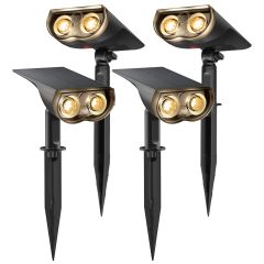 2-in-1 Solar Spot Lights Outdoor with 22 LEDs Auto On/Off-4-PACK-Warm White