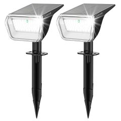 AiDot Linkind 60 LEDs Auto On/Off Solar Spot Lights Outdoor Solar Lights with Waterproof IP65-2 Pack-Daylight