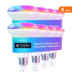 AiDot Linkind Matter Version BR30 WiFi Smart Flood Light Bulb -8 Pack