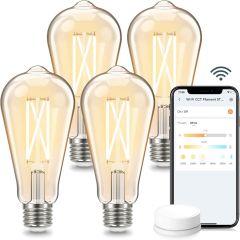 AiDot Linkind ST19 CCT Smart WiFi Edison Bulbs 4 Pack + Remote Control 1 Pack