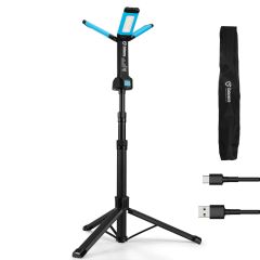 Rechargeable Work Light with Stand, GoGonova Cordless Work Light with Triple LED Lamps, 8AH Battery, 700/1200/2200 Lumen, 4000/6500K Dimmable Camping Light with Detachable Tripod（Blue）