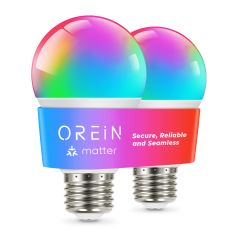 AiDot OREiN A19 Matter Smart  Reliable WiFi Light Bulbs -2 Pack