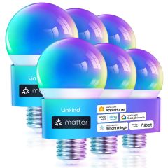 AiDot Linkind Matter Version A19 Smart WiFi RGBW Light Bulb -6 Pack