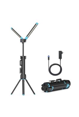 Rechargeable Work Light With Stand, GoGonova Cordless Work Light With Triple LED Lamps, 8AH Battery, 700/1200/2200 Lumen, 4000/6500K Dimmable Camping