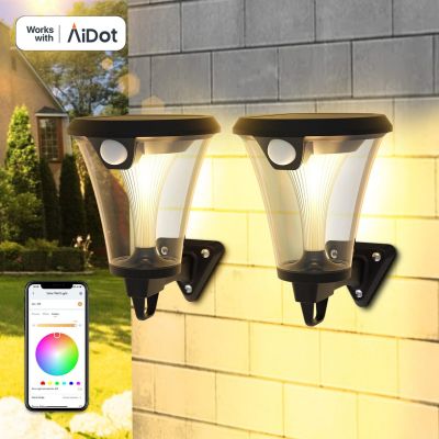 AiDot Linkind RGBWW Smart LED Solar Wall Lantern with Motion Sensor 