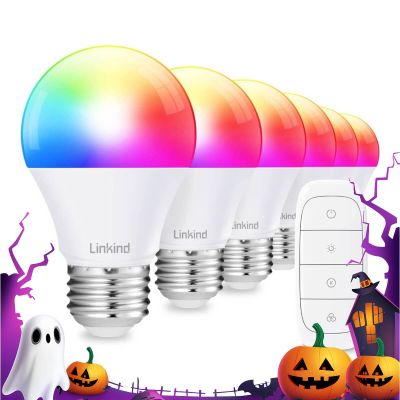 AiDot Linkind A19 Smart WiFi Light Bulbs with Remote Control - 6Packs