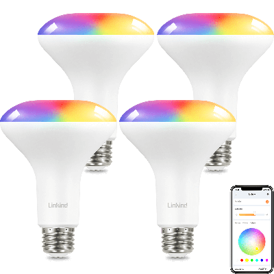 AiDot Linkind BR30 Smart WiFi Flood RGBTW Color Changing Light Bulbs - 4 Packs