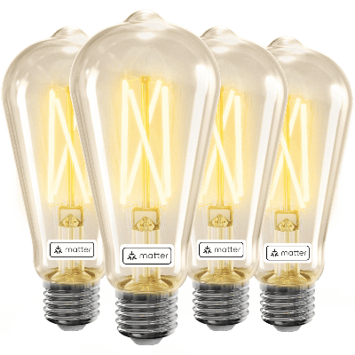 Linkind ST19 (ST58) Smart Light Bulbs, Matter Enabled Smart Edison Bulbs Work with Alexa Google Home Apple Home- 4 Packs