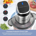 Ganiza Food Processor, 2-Speed Food Chopper Meat Grinder with 8 Cup Stainless Steel & 8 Cup Glass Bowls, Upgraded Button & Smart Overheat Protection Light - Includes Clean Brush, 2 Sets of Blades 2