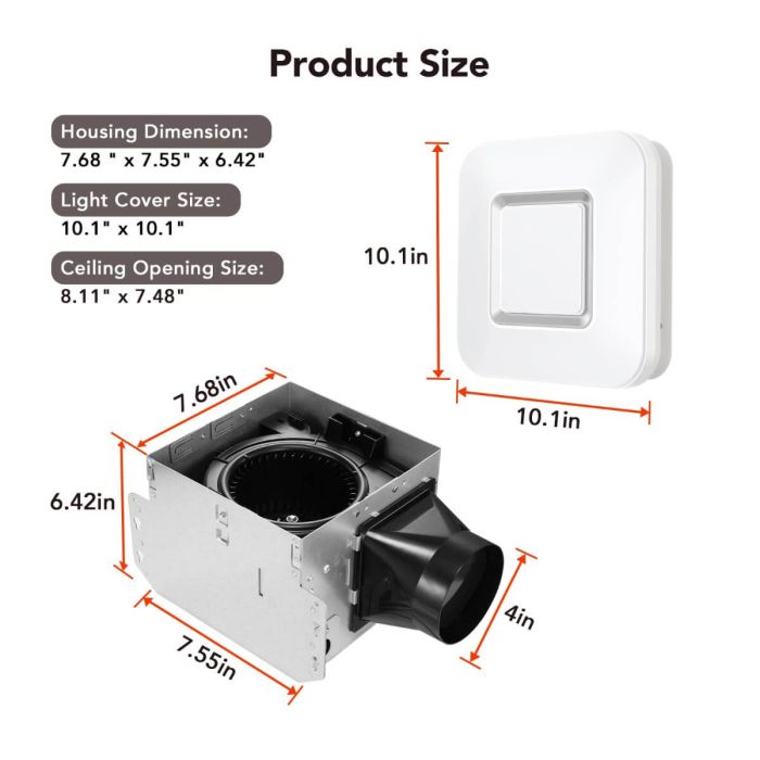 OREiN 160CFM 40W  Bathroom Exhaust Fan with Light 2