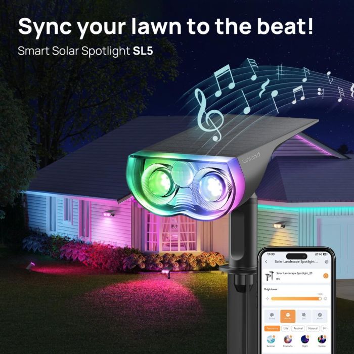 Linkind SL5 Smart Solar Spotlight Color Changing Chrismas Decoration Outdoor Lights 10