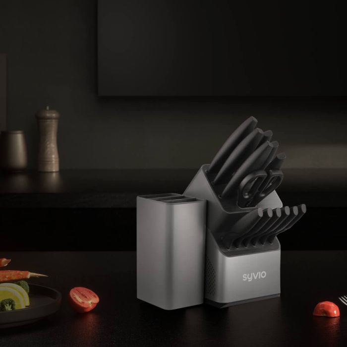 Syvio Knife Sets for Kitchen with Block and Utensil Holder 14